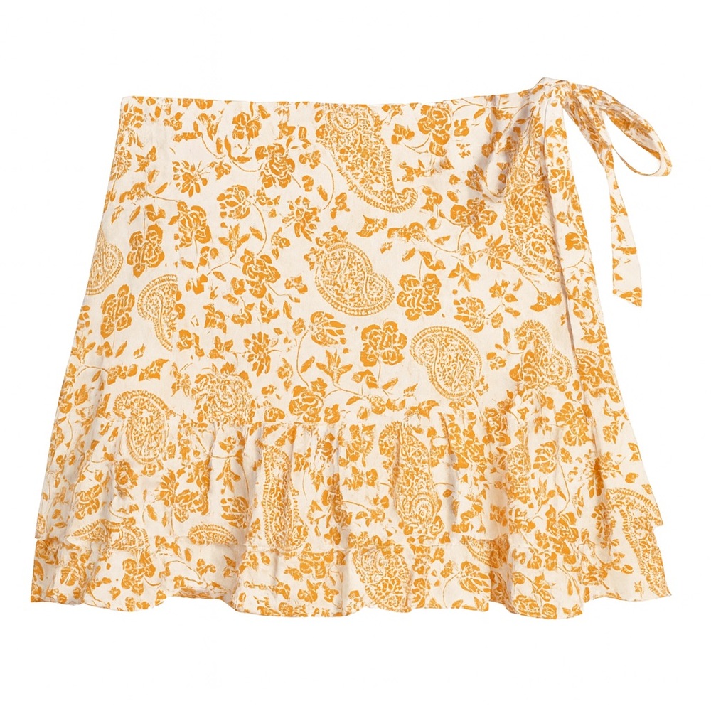 Forever 21 Orange & White Paisley Mini Skirt